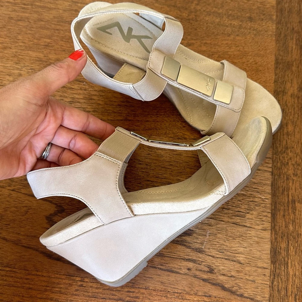 Anne Klein women’s shoes on 3” wedge. Non slip sole. Size 71/2.
